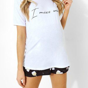 Maternity 'I Miss Wine' Pajama Short Set Maternity summer set - 2